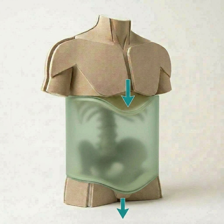 Inhale: the diaphragm drops down into the canister