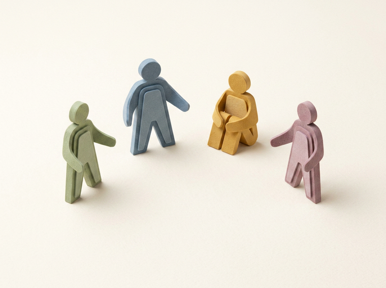 A felt community of figures together