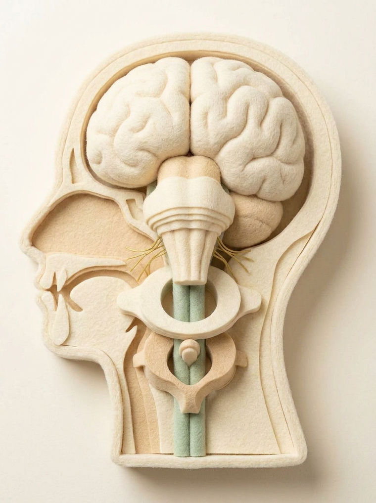 Artistic impression of the brainstem region