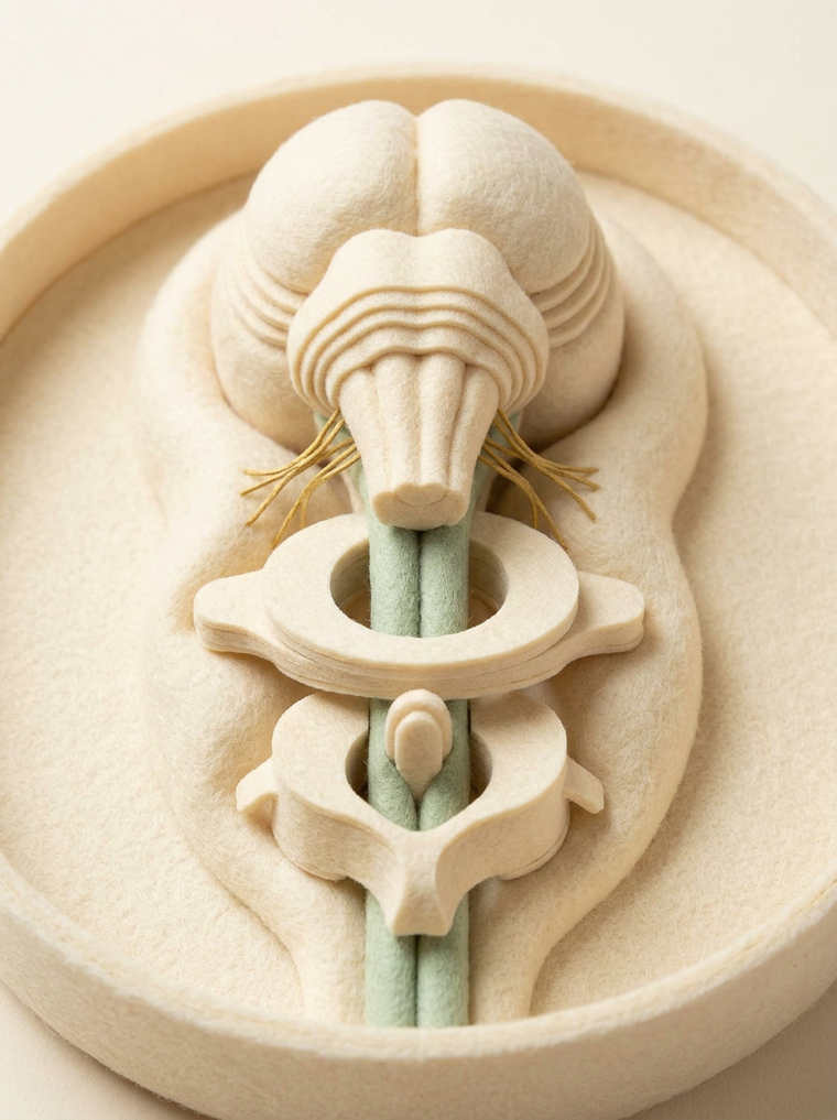 Artistic impression of the upper cervical spine where head meets spine