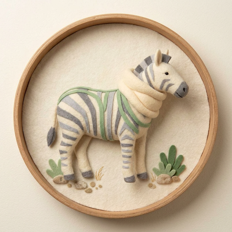 A felt zebra with kinesiology tape