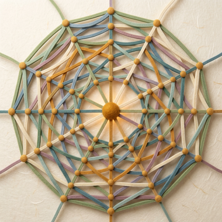 A woven web of connected threads